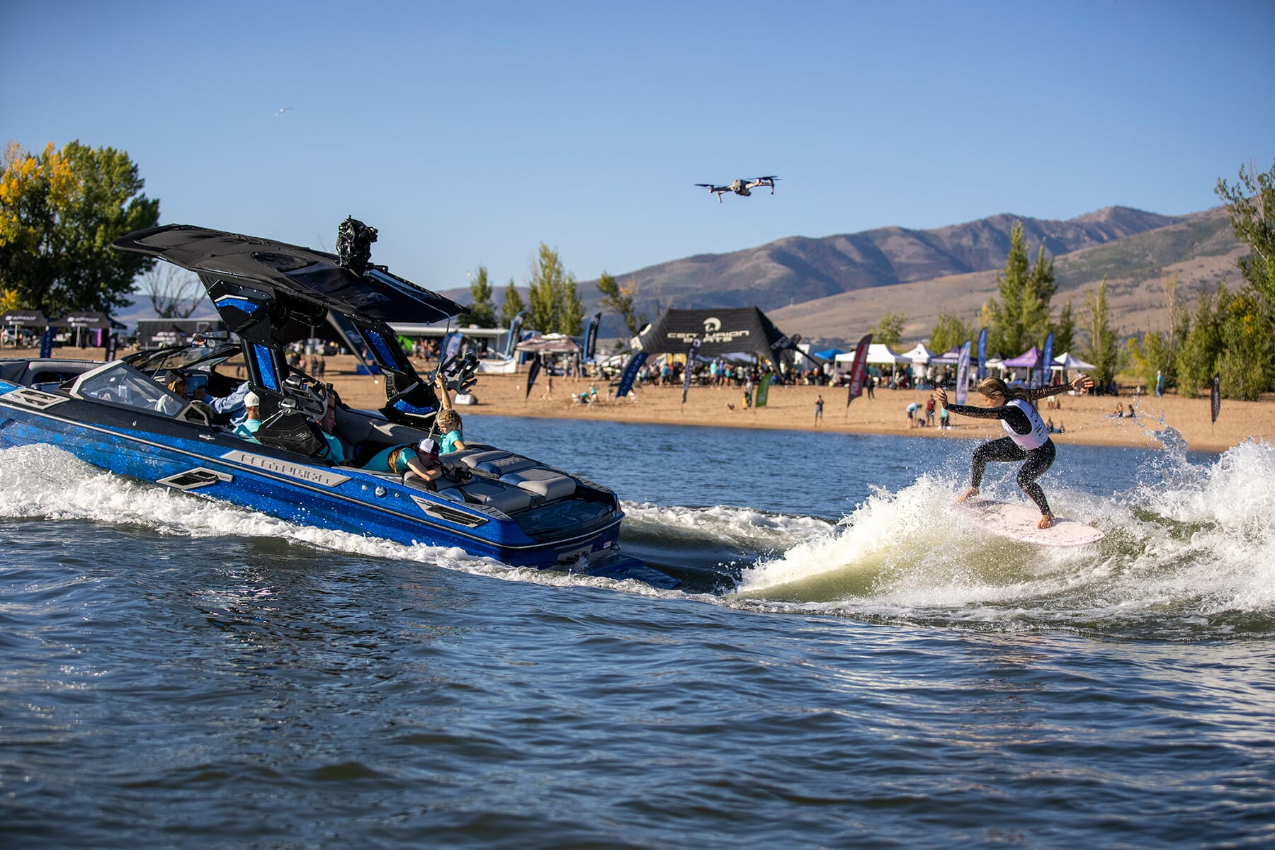 2024 WWSC Day 2 Recap: A man is wakeboarding.