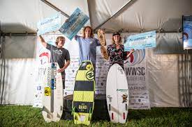 Athletes at the World Series of Wakesurfing Championship awards ceremony